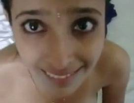 Shocked Indian wife with cum in mouth