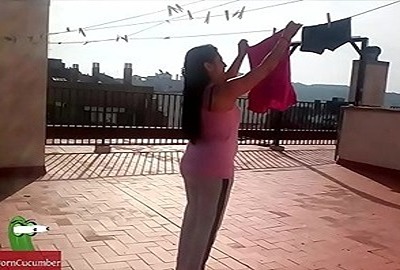 Bangladeshi porn of a milf and a guy fucking on the terrace