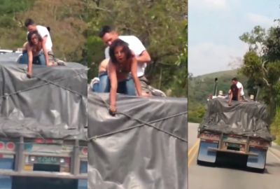 Daring NRI porn of a girl fucking outdoors on a riding truck