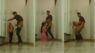 The guy and his GF enjoy standing sex in the corridor