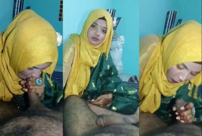 Muslim lady gives a desi blowjob to her lover