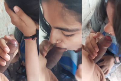 An 18-year-old GF gives a desi blowjob to her lover