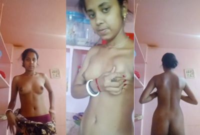 Nude desi Tamil lady strips before the camera