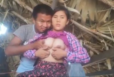Man sucks boobs before fucking the milf in Nepali sex