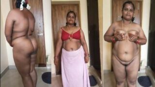 Tamil milf strips and gets naked before her Nephew