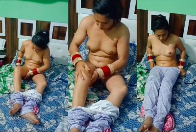 Nude Punjabi lady oils her body after her honeymoon