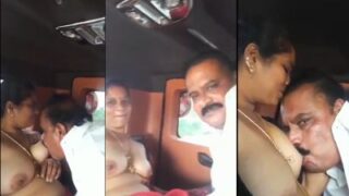 Outdoors sex of a Kannada politician sucking boobs in a car