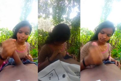 South Indian GF’s handjob and desi blowjob in the forest