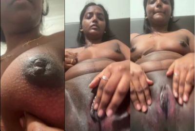 South Indian lady fingers her pussy during a video call sex