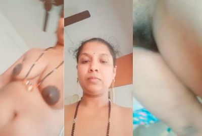 South Indian nude lady fingers her hairy pussy in MMS