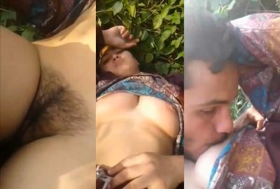 Indian outdoor sex of a guy fucking a hot girl in the bushes
