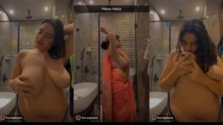 Slut strips and shows her milky body in a nude video call