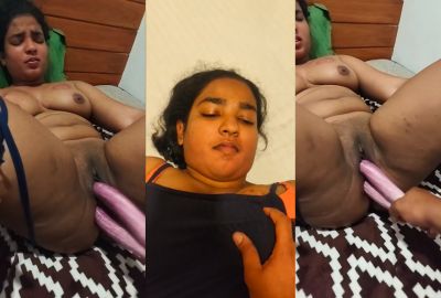 Wild lover puts two brinjals in his GF’s holes in BDSM sex