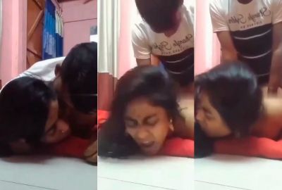 Young guy makes his South Indian GF moan in doggy style