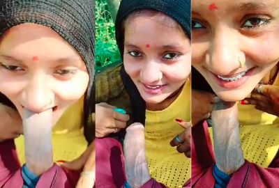 Outdoor xxx MMS of a village lady sucking her lover’s dick